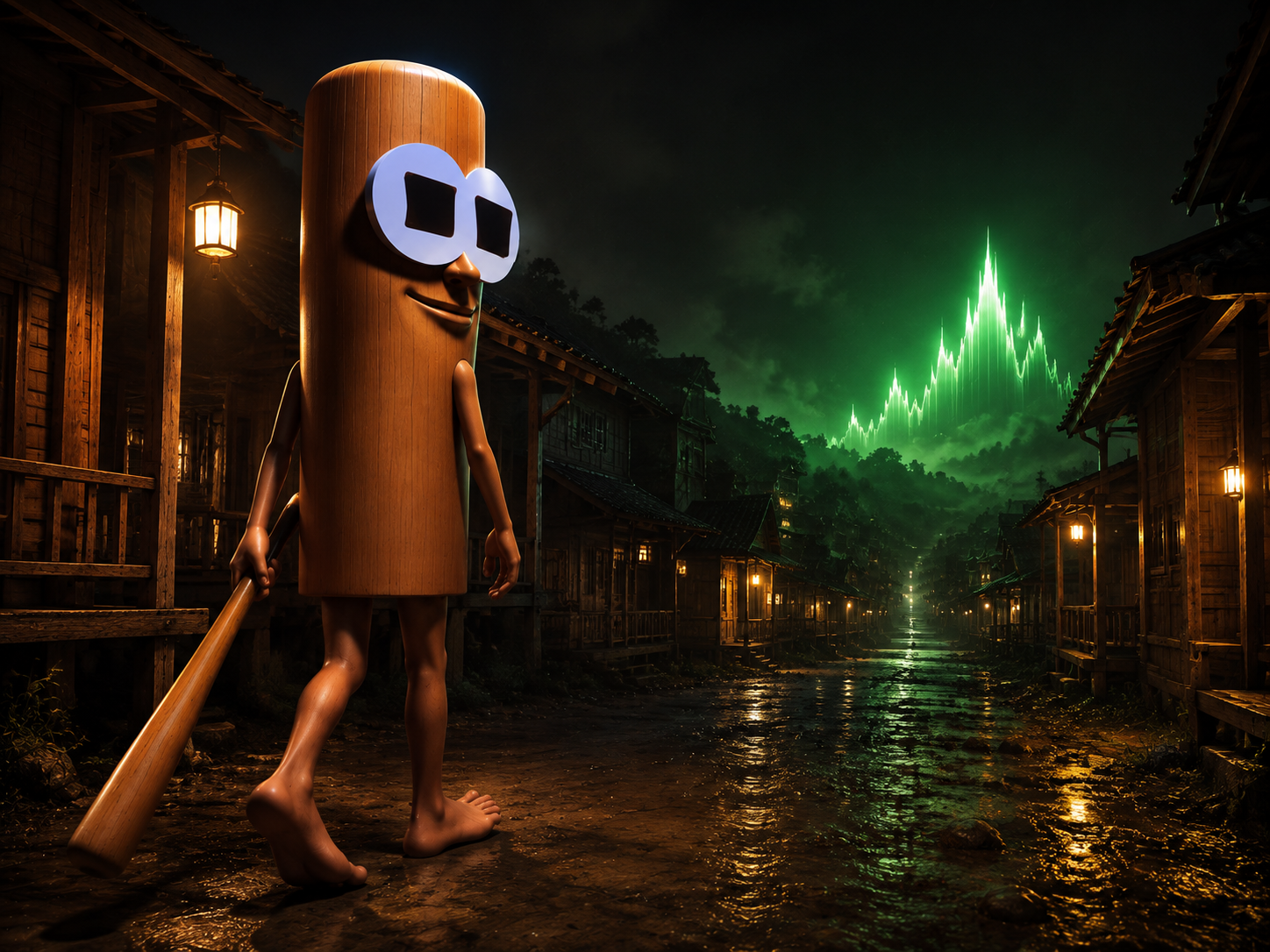 SAHURFOMO walking through the night village